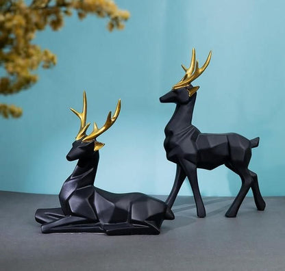 Black Lucky Deer Set of 2